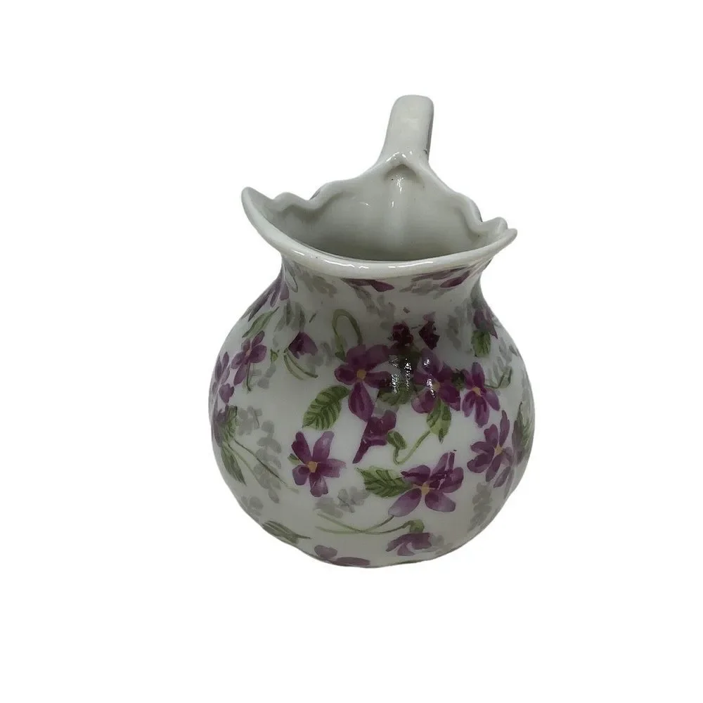 Vintage Inarco Chintz Purple Floral Violets Creamer Porcelain Japan E‎ 4982